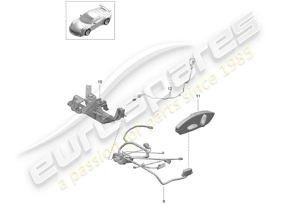 Porsche 991R/GT3/RS (2014) wiring harnesses Part Diagram