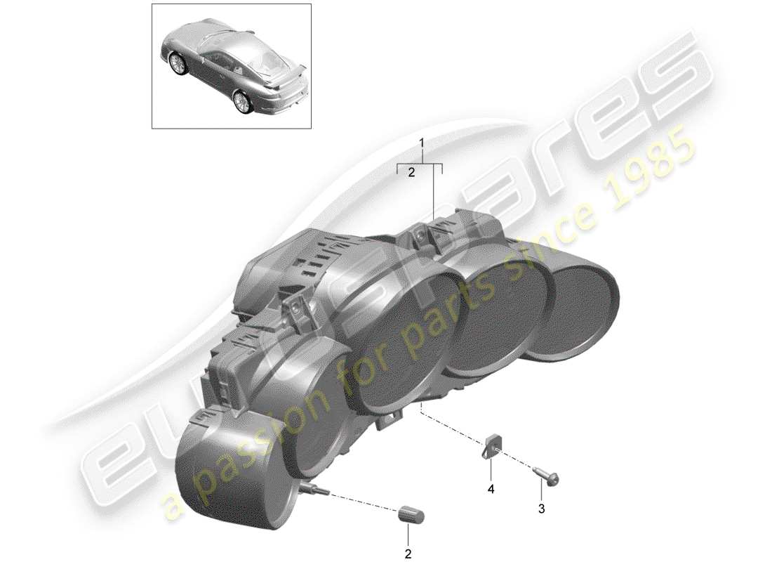 Porsche 991R/GT3/RS (2014) INSTRUMENT CLUSTER Part Diagram