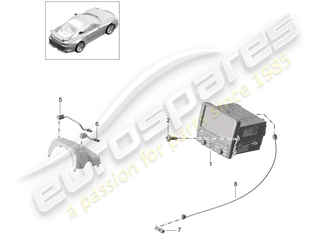 Porsche 991R/GT3/RS (2014) operating unit Part Diagram