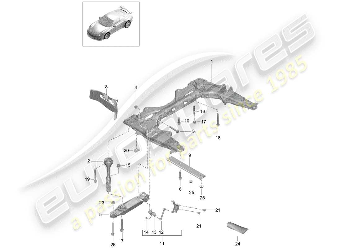 Porsche 991R/GT3/RS (2015) CROSS MEMBER Part Diagram