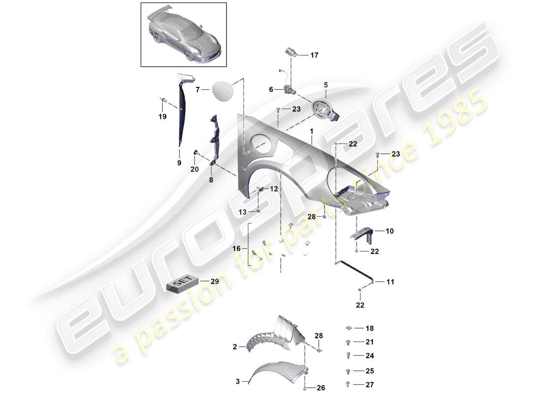 Porsche 991R/GT3/RS (2015) fasteners Part Diagram
