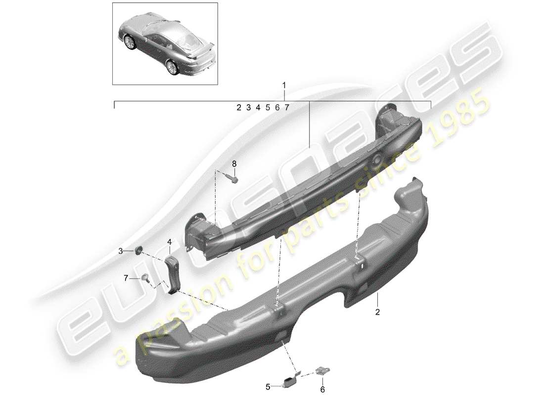 Porsche 991R/GT3/RS (2015) BUMPER BRACKET Part Diagram