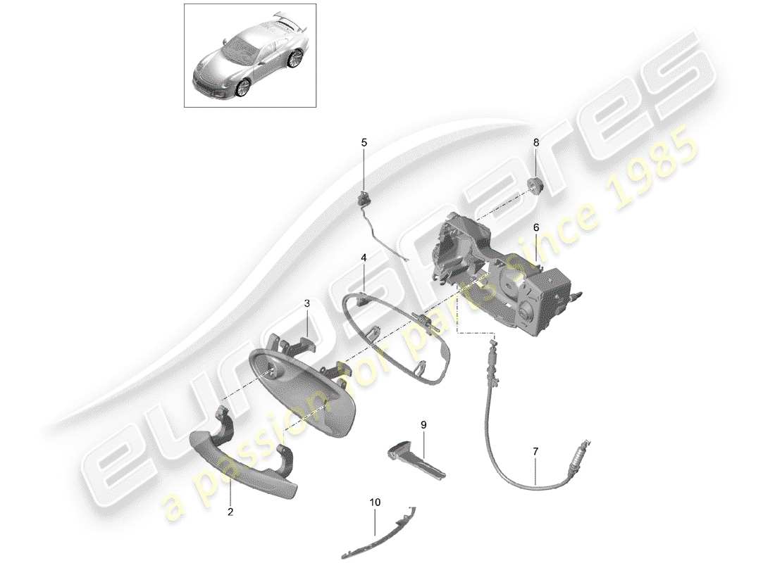 Porsche 991R/GT3/RS (2015) DOOR HANDLE, OUTER Part Diagram