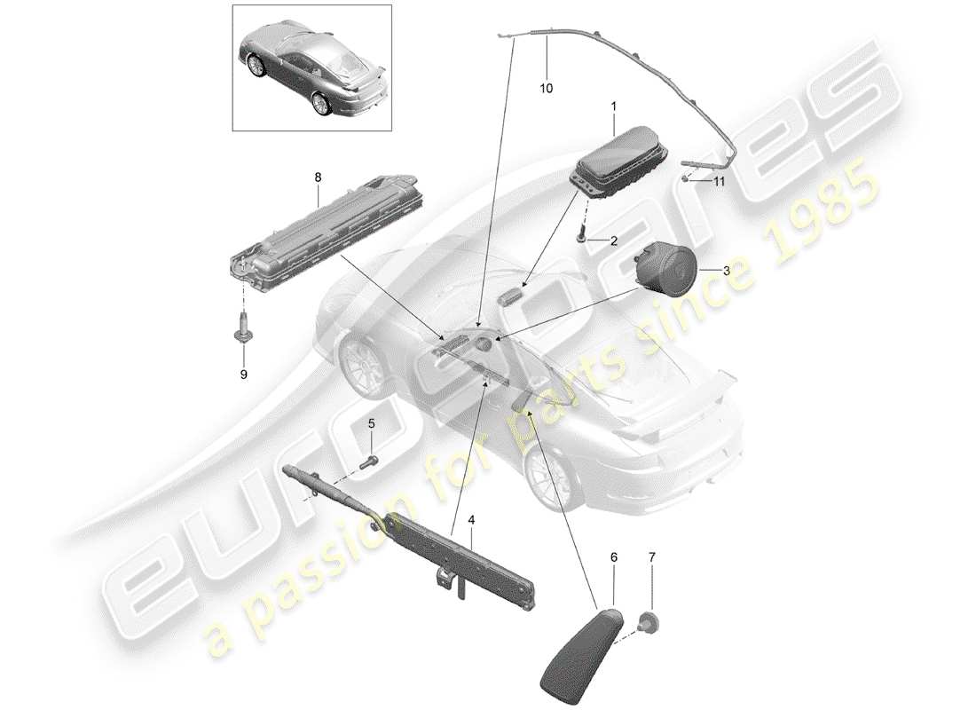 Porsche 991R/GT3/RS (2015) AIRBAG Part Diagram