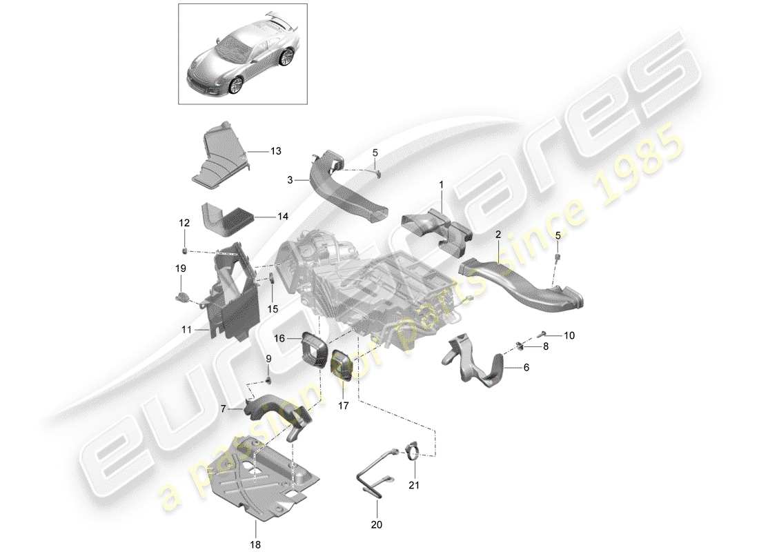Porsche 991R/GT3/RS (2015) AIR DUCT Part Diagram