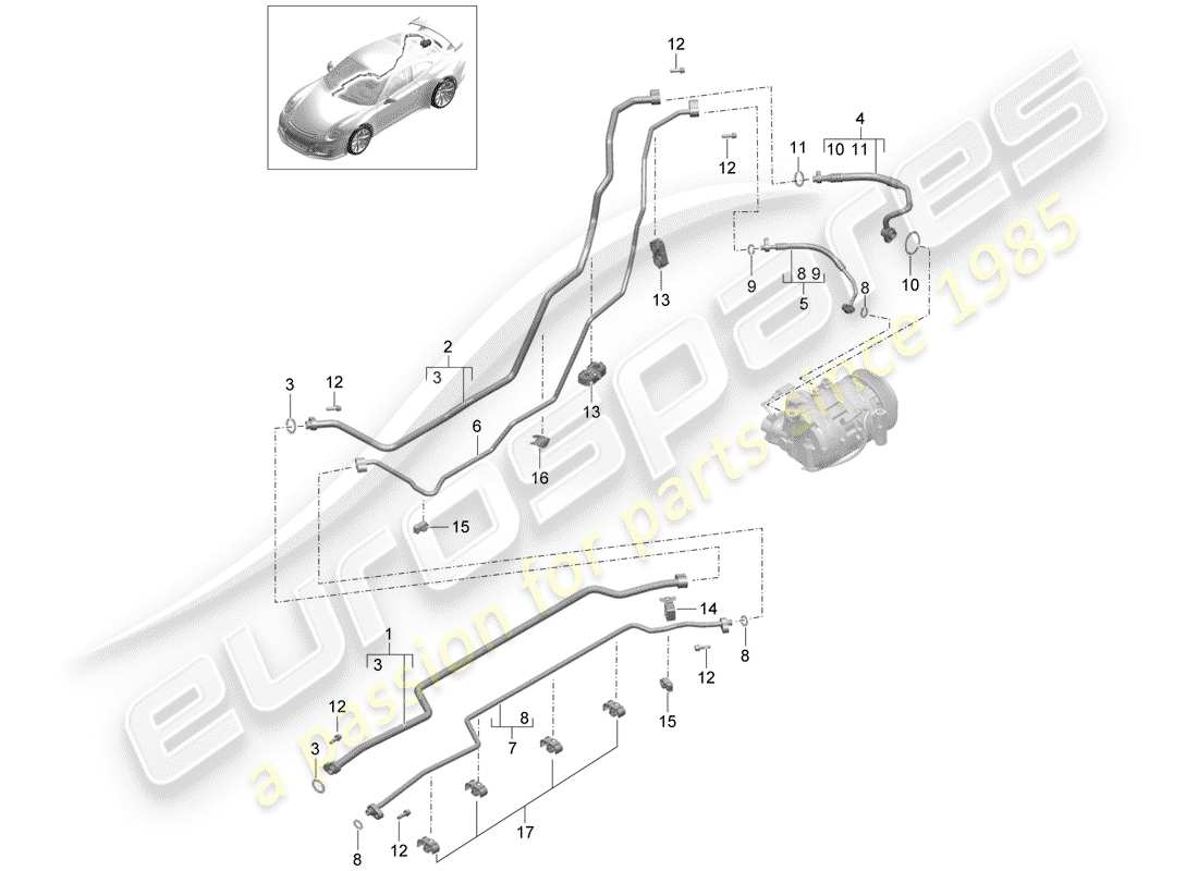 Porsche 991R/GT3/RS (2015) REFRIGERANT CIRCUIT Part Diagram