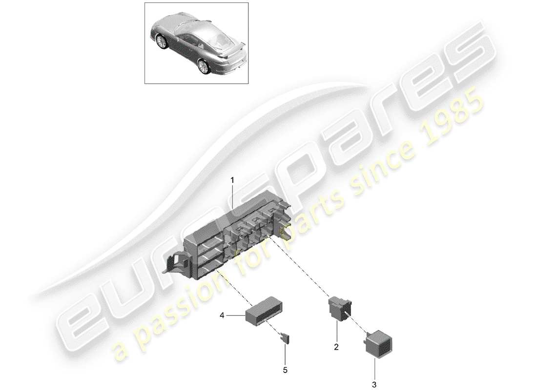 Porsche 991R/GT3/RS (2015) fuse box/relay plate Part Diagram