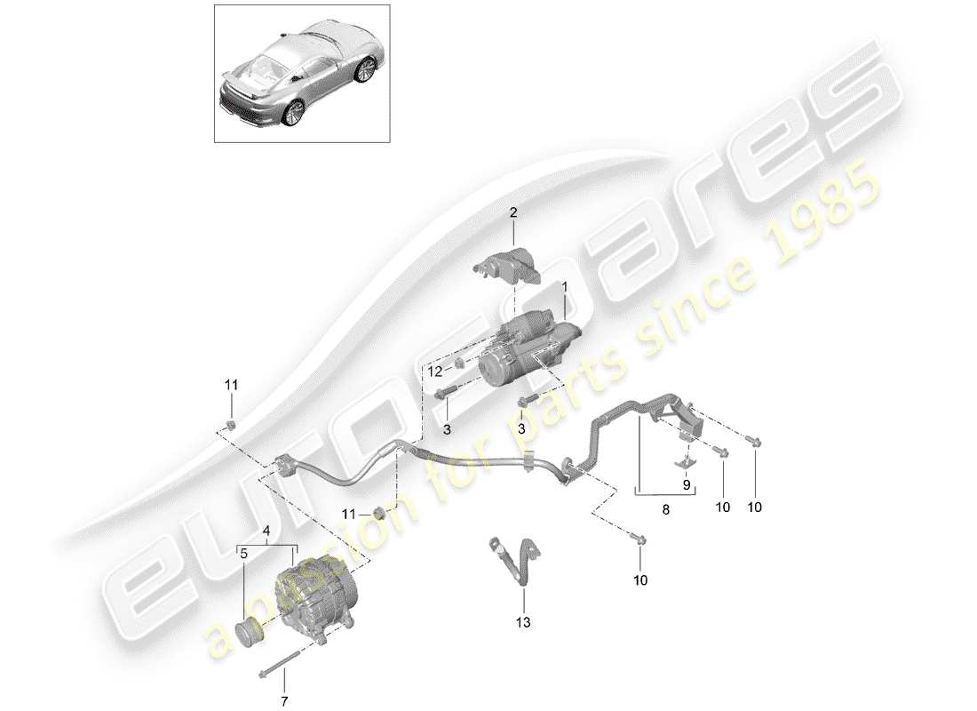 Porsche 991R/GT3/RS (2015) STARTER Part Diagram