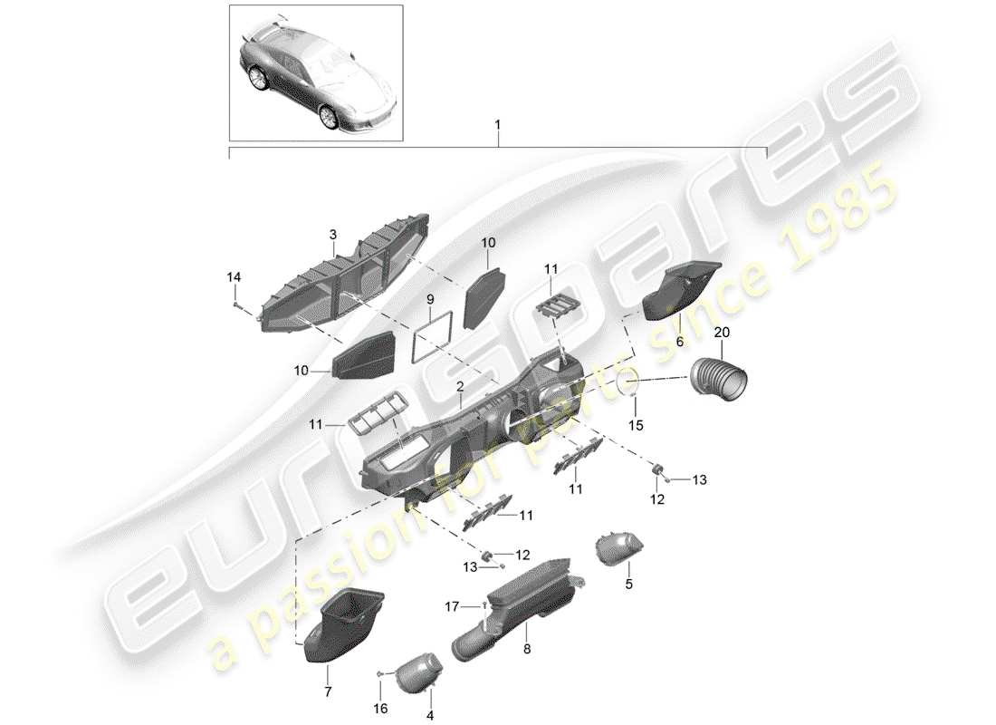 Porsche 991R/GT3/RS (2016) AIR CLEANER Part Diagram