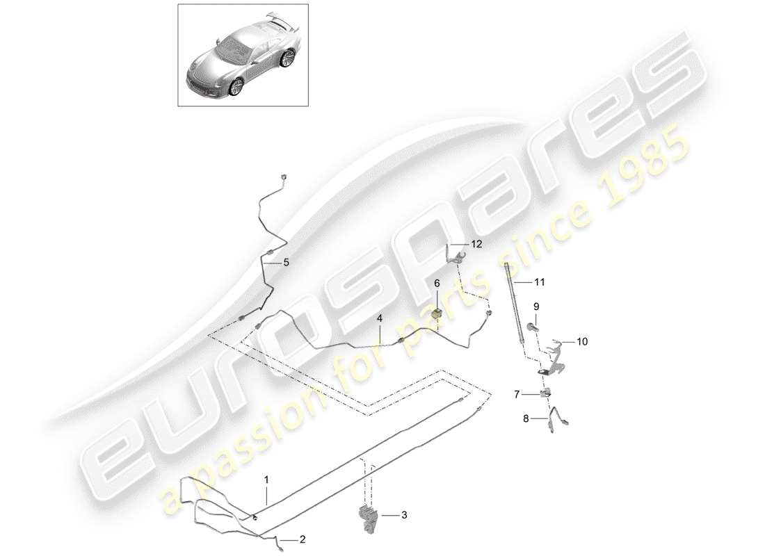 Porsche 991R/GT3/RS (2016) brake line Parts Diagram