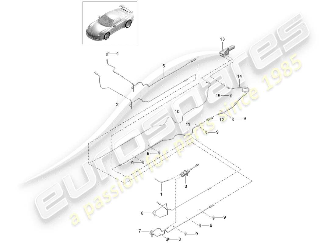 Porsche 991R/GT3/RS (2016) hydraulic clutch Parts Diagram