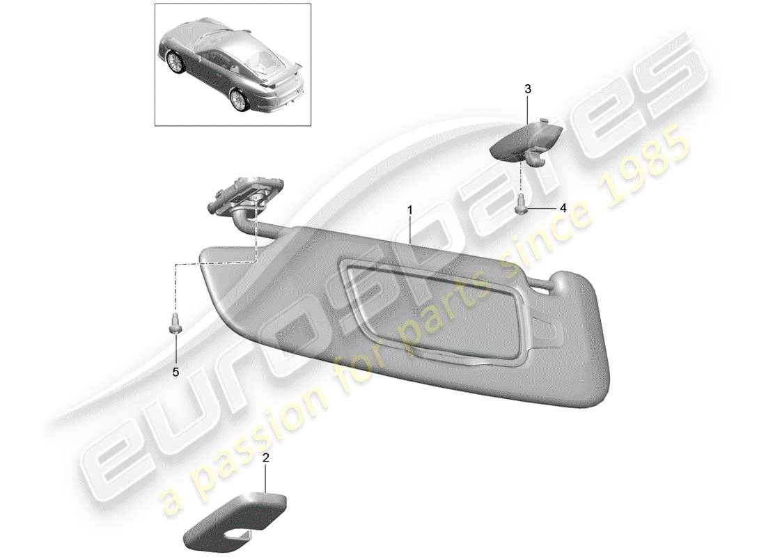 Porsche 991R/GT3/RS (2016) SUN VIZORS Part Diagram