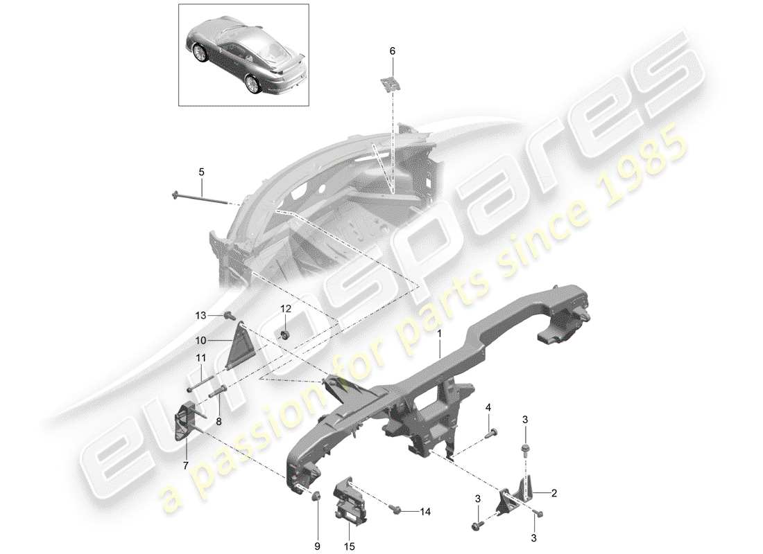 Porsche 991R/GT3/RS (2016) retaining frame Parts Diagram