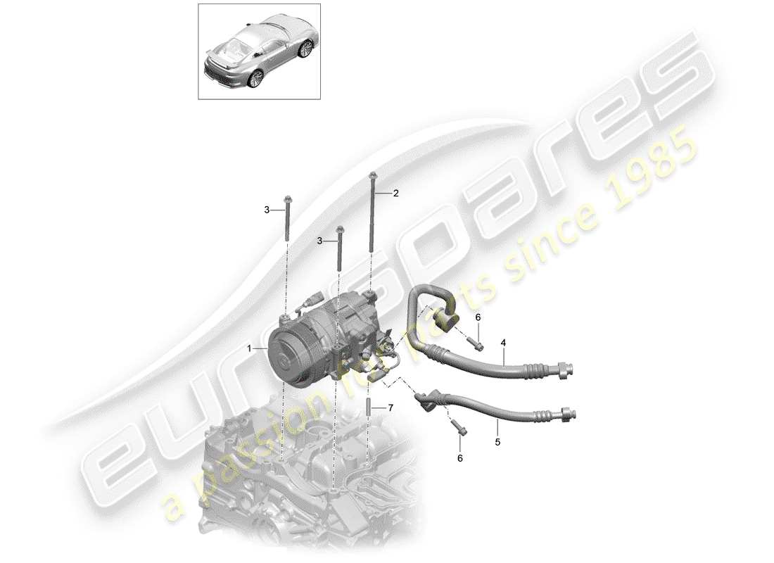 Porsche 991R/GT3/RS (2016) COMPRESSOR Parts Diagram