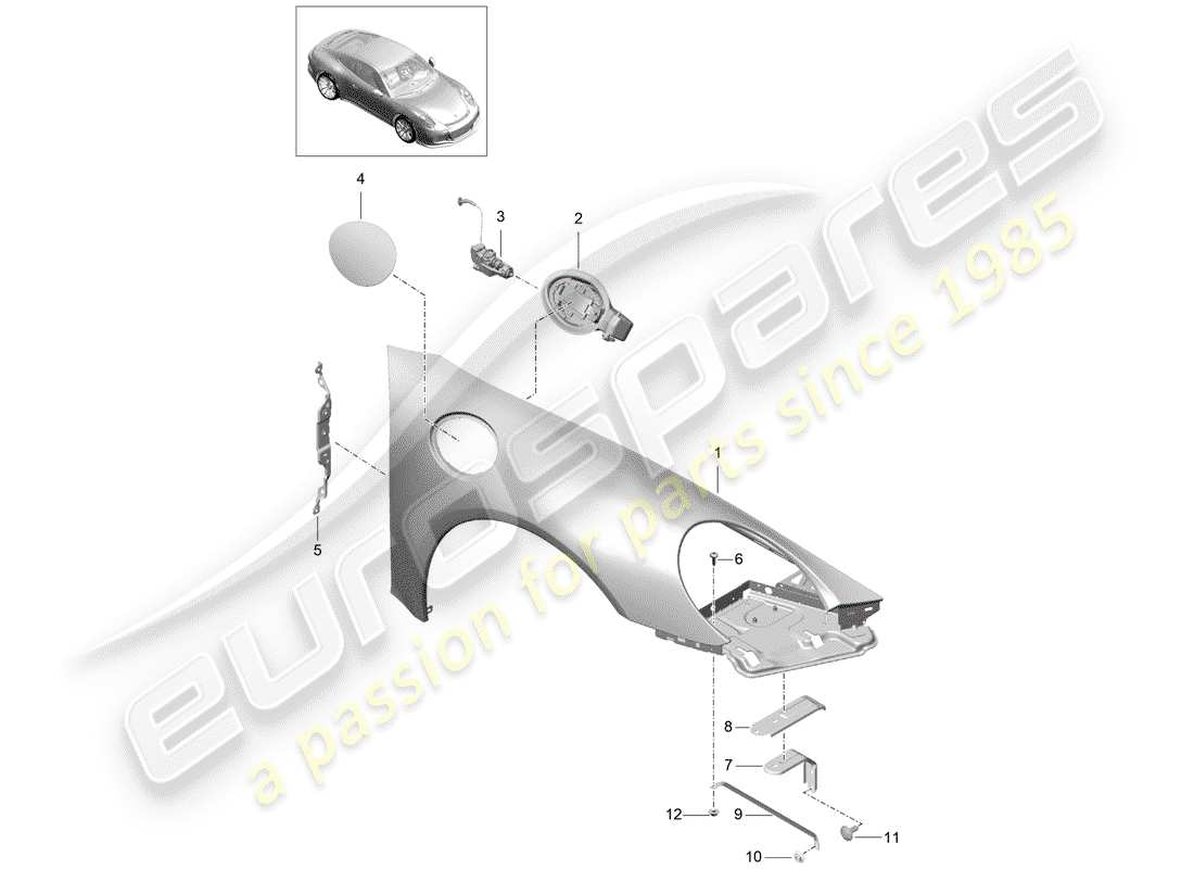 Porsche 991R/GT3/RS (2019) FENDER Part Diagram