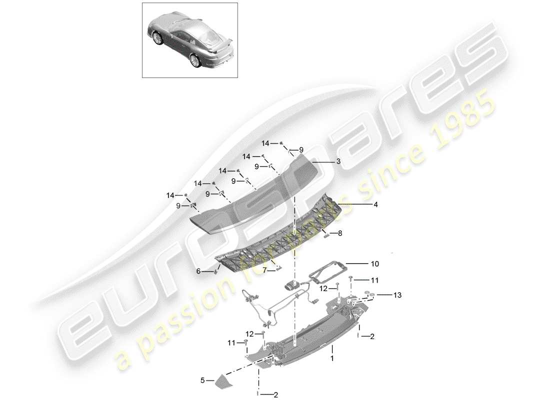 Porsche 991R/GT3/RS (2019) REAR SPOILER Part Diagram