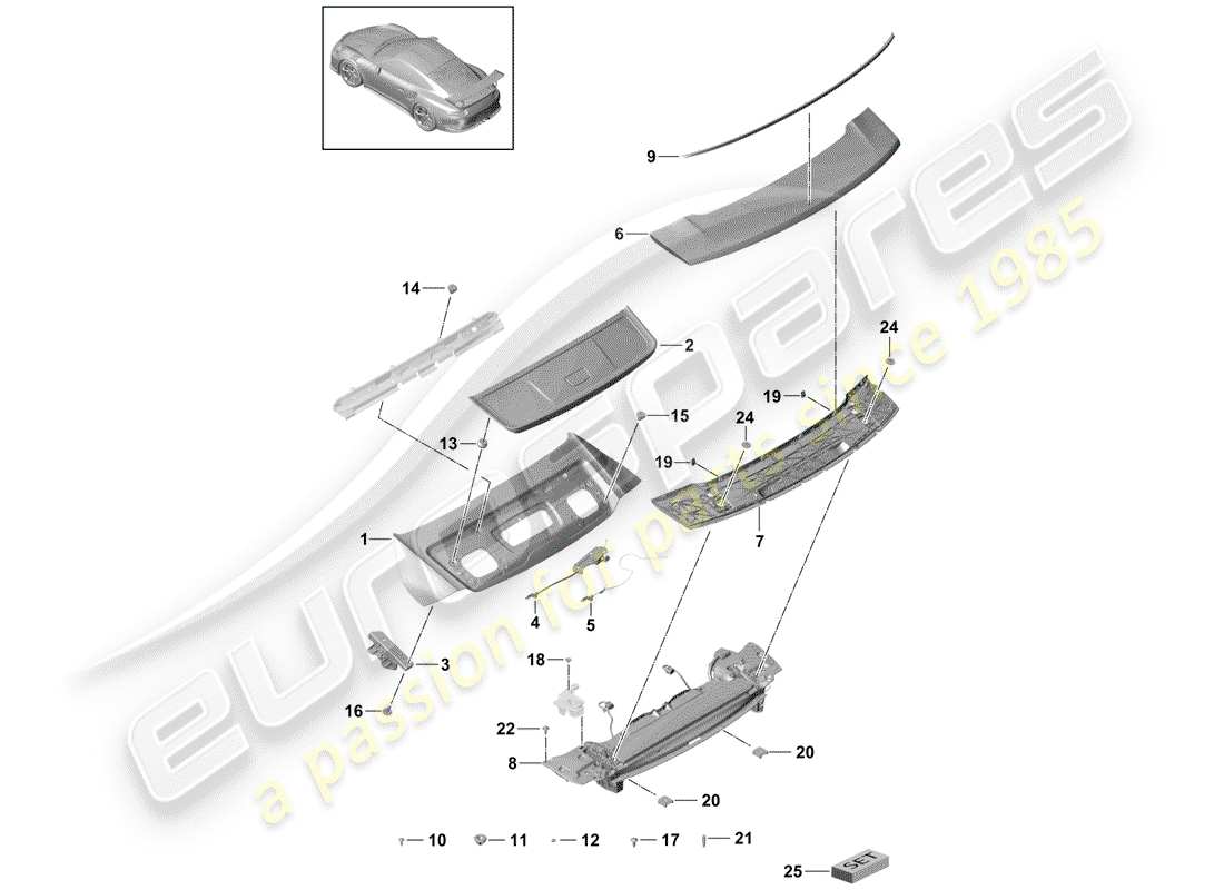 Porsche 991R/GT3/RS (2019) COVER Part Diagram