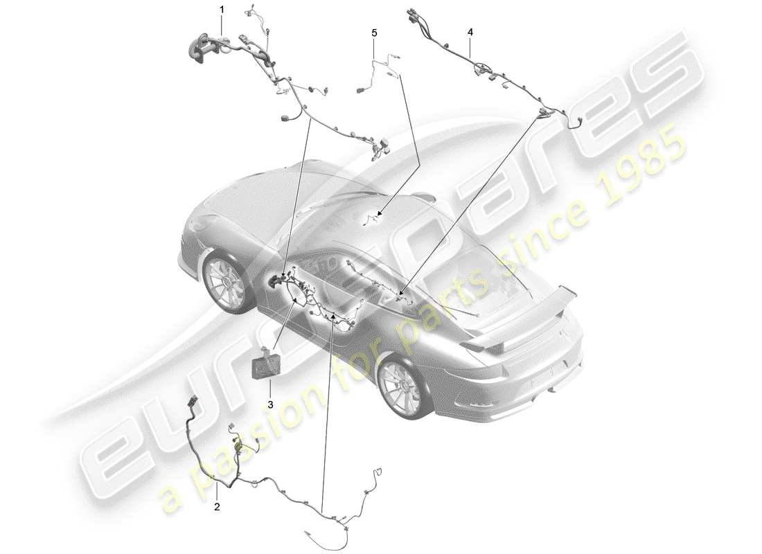 Porsche 991R/GT3/RS (2019) wiring harnesses Part Diagram