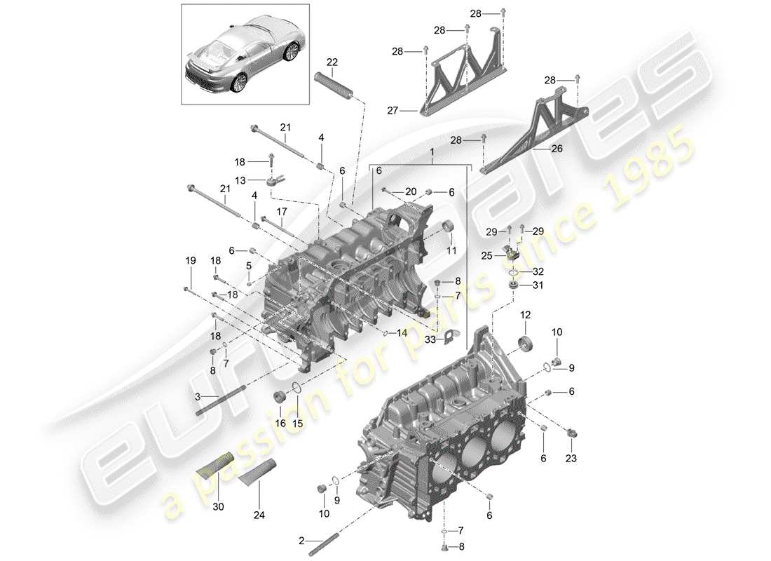 Porsche 991R/GT3/RS (2020) crankcase Part Diagram