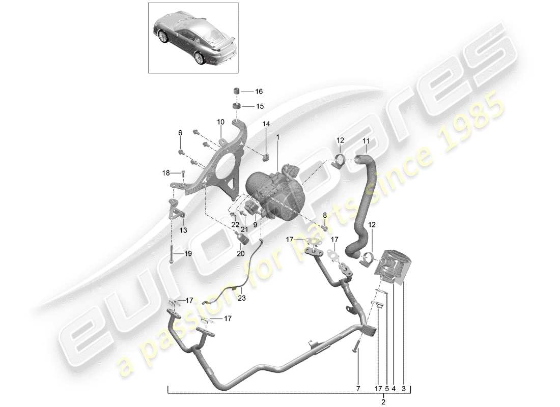 Porsche 991R/GT3/RS (2020) Secondary Air Pump Part Diagram