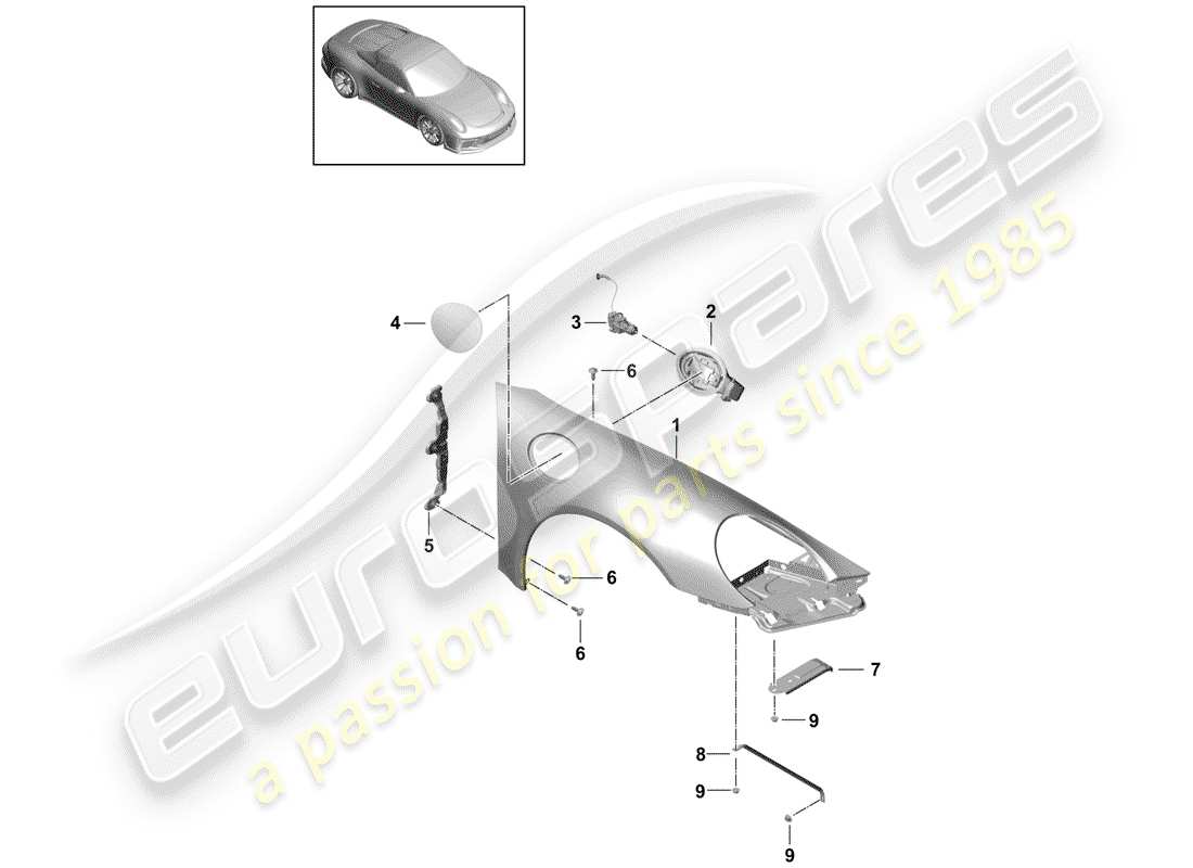 Porsche 991R/GT3/RS (2020) FENDER Part Diagram