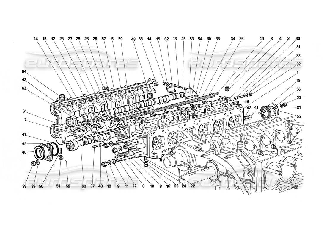 Ferrari Testarossa (1987) Cylinder Head (Right) Parts Diagram