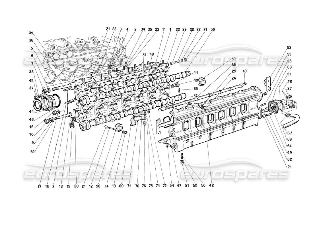Ferrari Testarossa (1987) Cylinder Head (Left) Parts Diagram