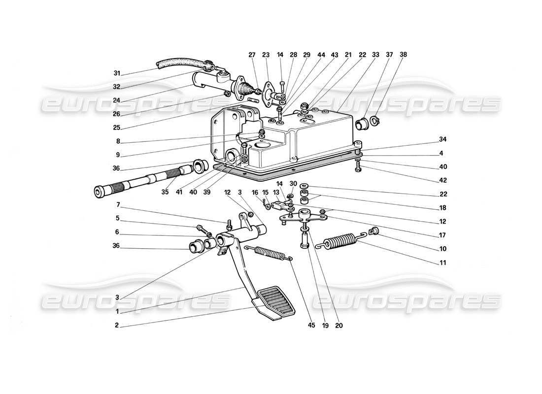 Ferrari Testarossa (1987) clutch release control Part Diagram