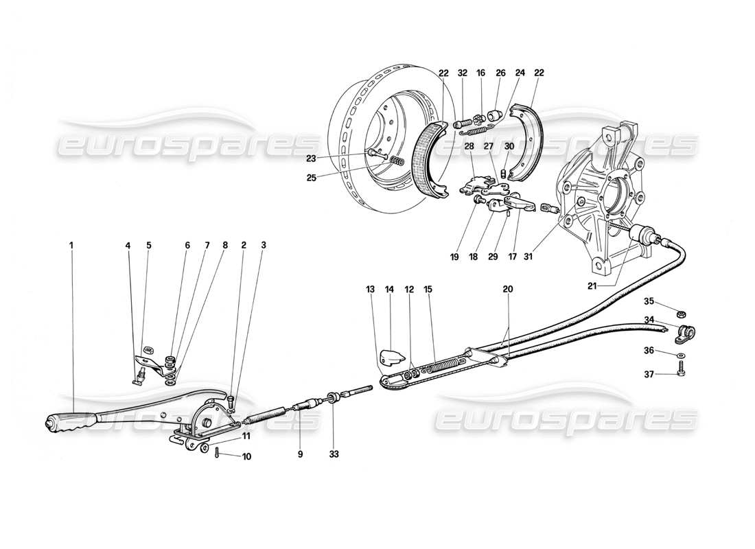 Ferrari Testarossa (1987) Hand - Brake Control Part Diagram
