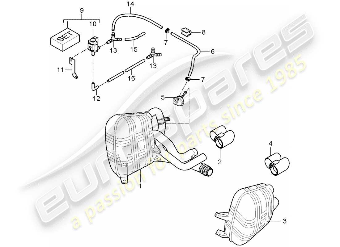 Porsche 997 (2005) Exhaust System Part Diagram