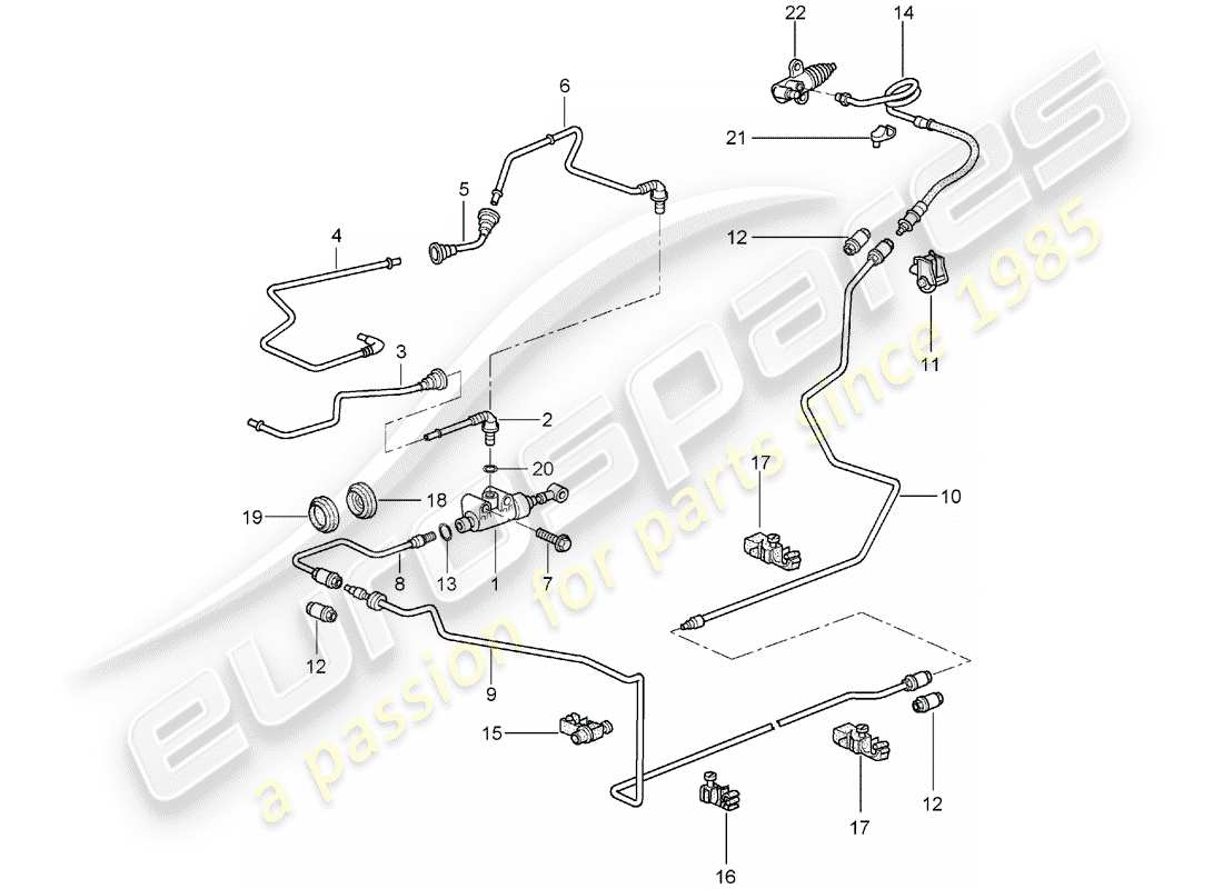 Porsche 997 (2005) hydraulic clutch Part Diagram