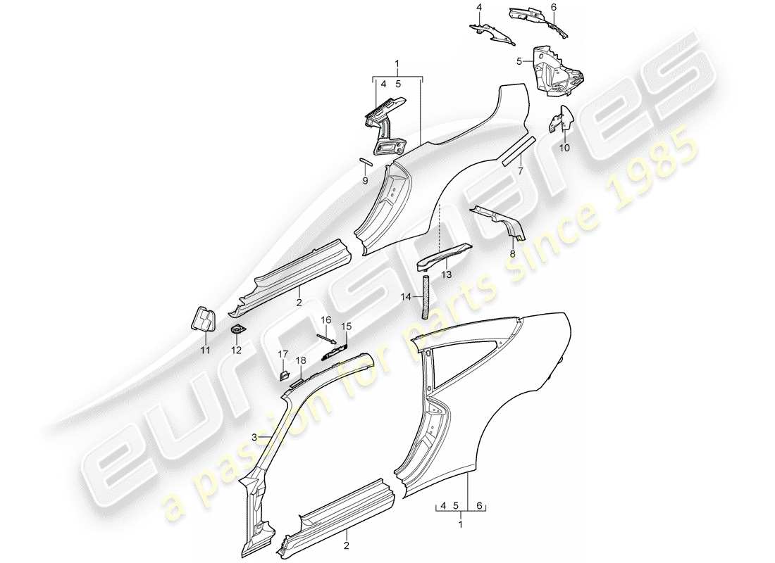 Porsche 997 (2005) SIDE PANEL Part Diagram