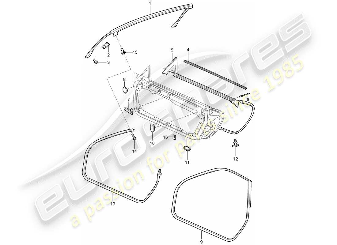 Porsche 997 (2005) DOOR SEAL Part Diagram