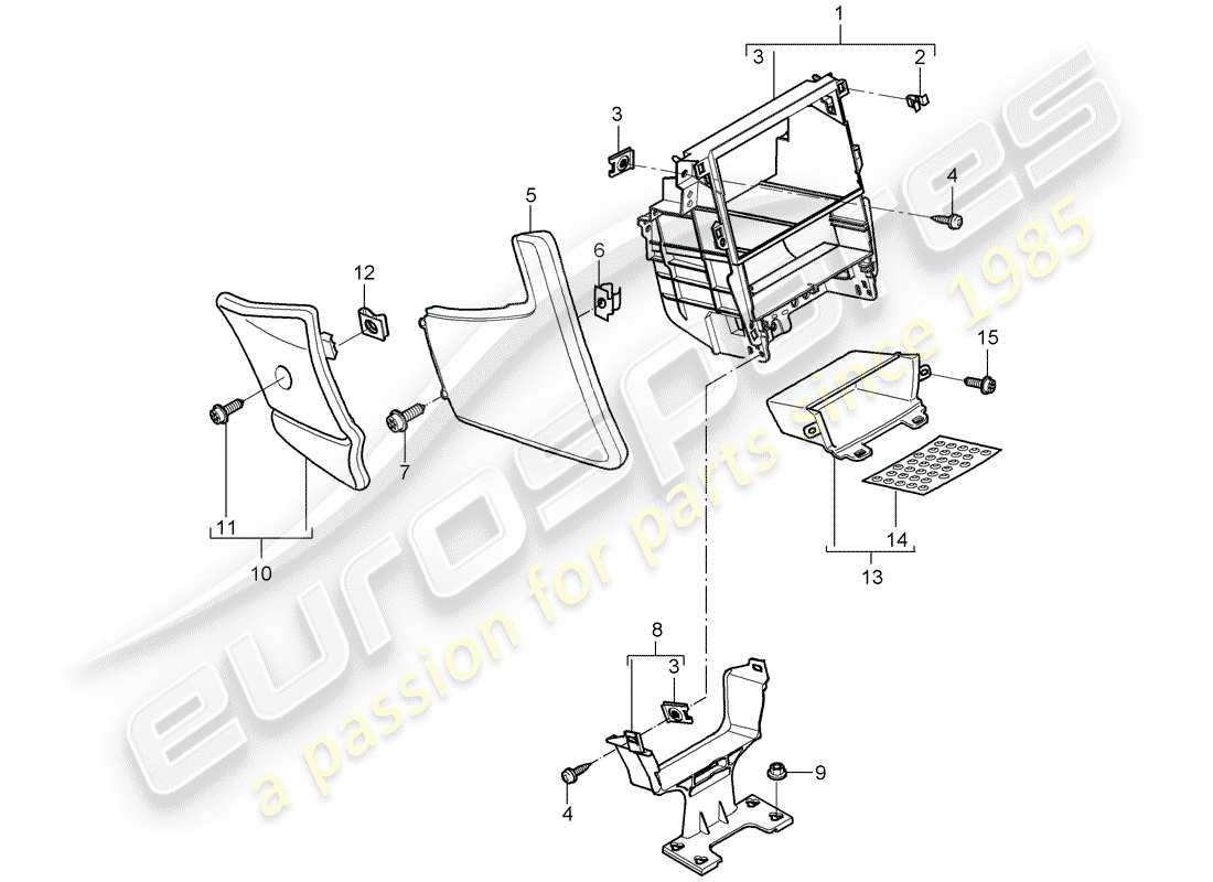 Porsche 997 (2005) CENTER CONSOLE Part Diagram