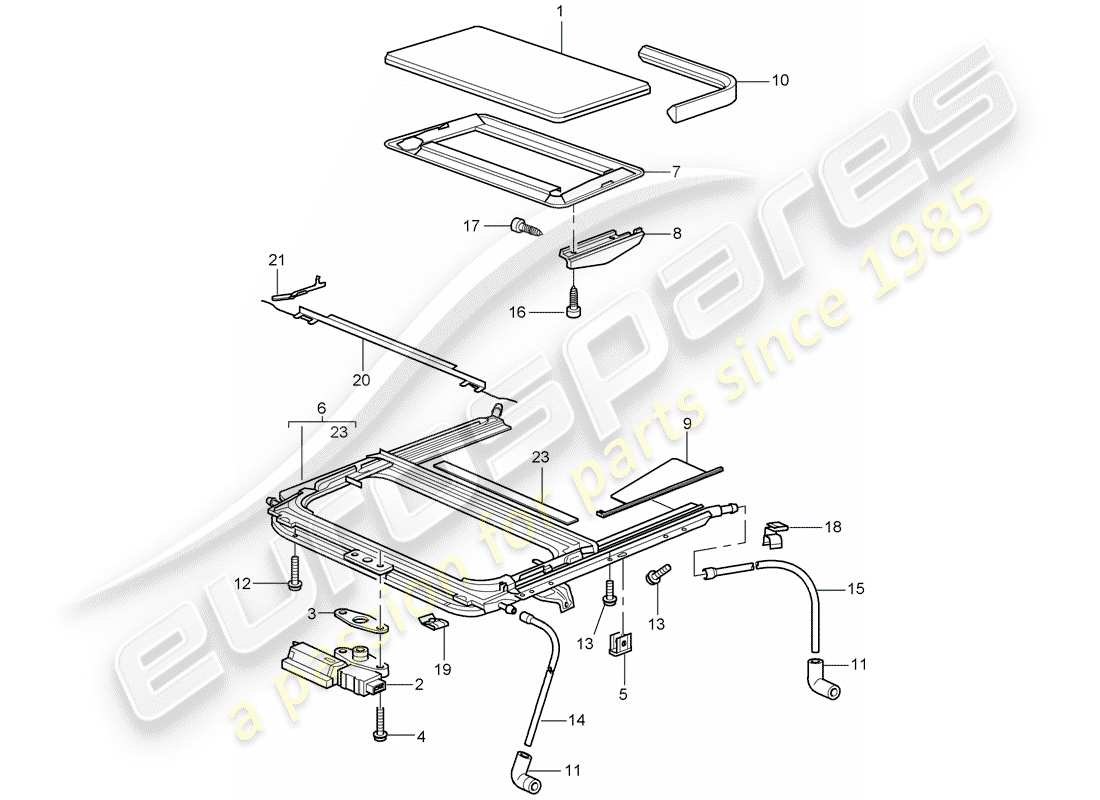 Porsche 997 (2005) SUNROOF Part Diagram