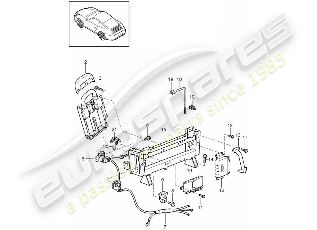 Porsche 997 (2005) ROLL BAR Part Diagram