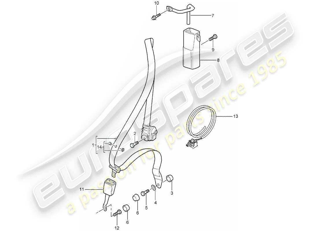 Porsche 997 (2005) SEAT BELT Part Diagram