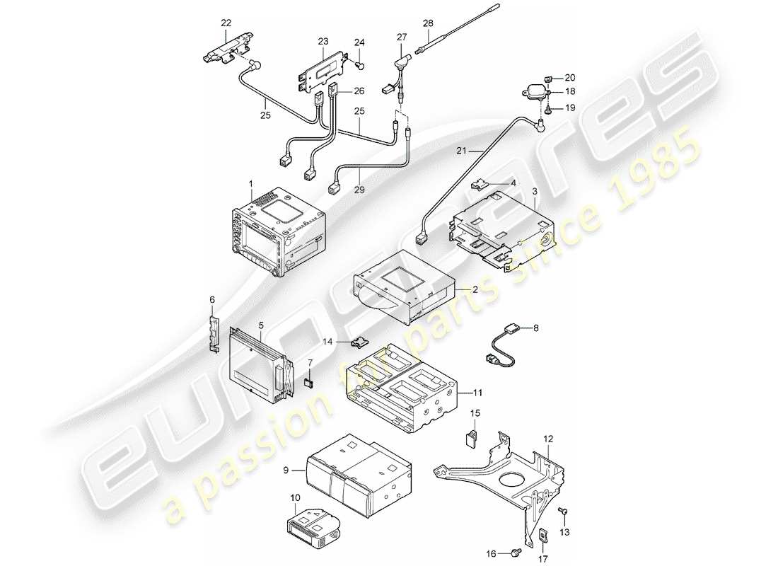 Porsche 997 (2005) radio unit Part Diagram