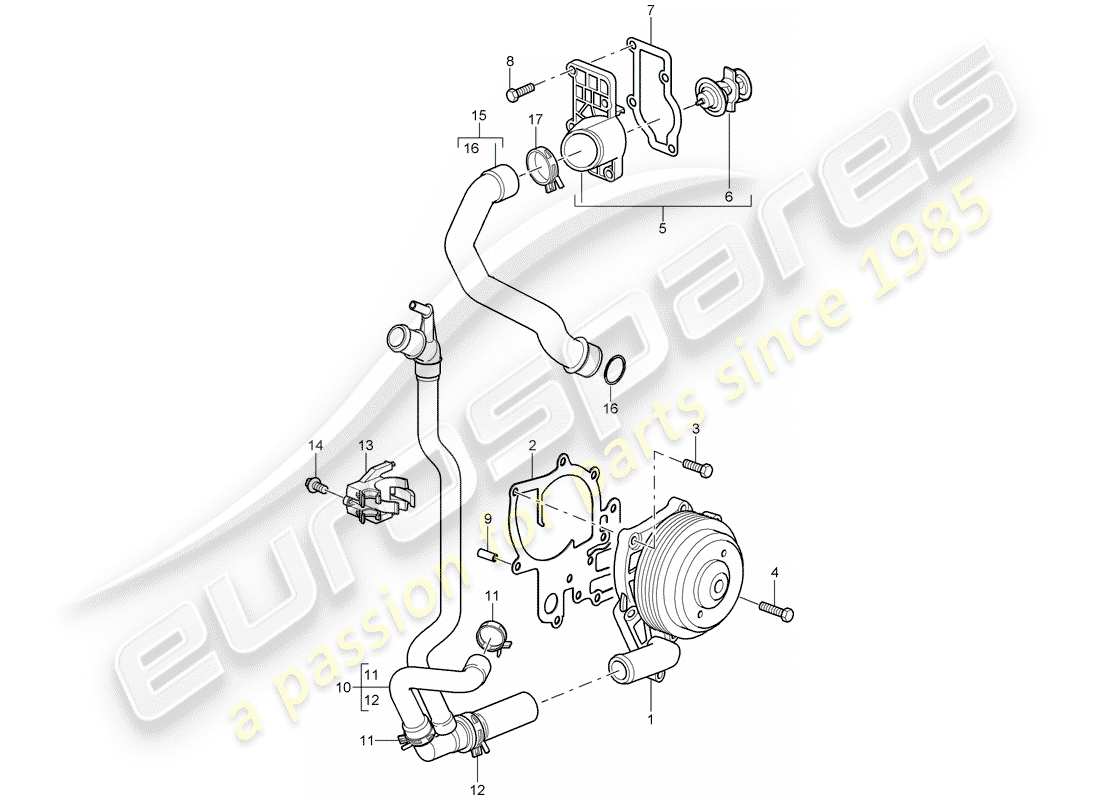 Porsche 997 (2006) WATER PUMP Parts Diagram