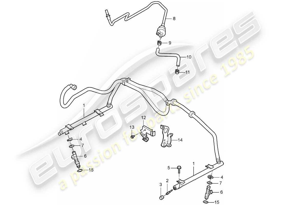 Porsche 997 (2006) FUEL COLLECTION PIPE Parts Diagram
