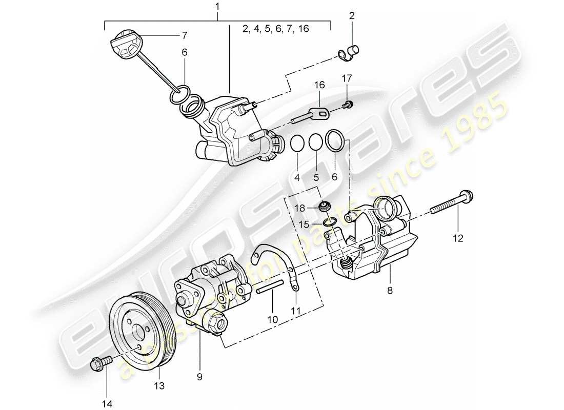 Porsche 997 (2006) POWER STEERING Parts Diagram