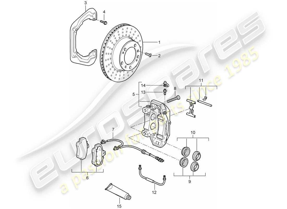 Porsche 997 (2006) disc brakes Parts Diagram