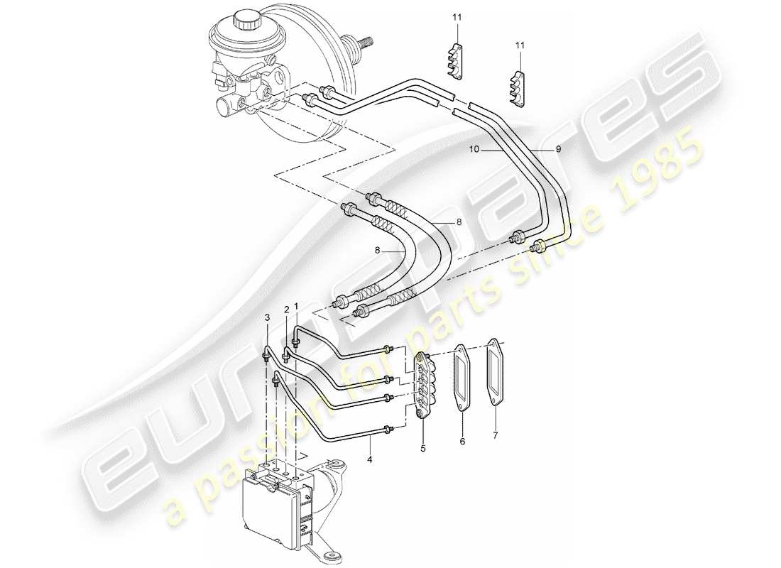 Porsche 997 (2006) brake lines Parts Diagram