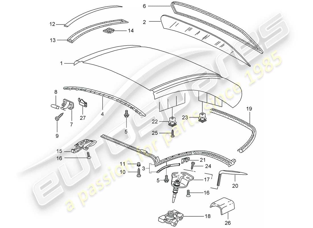 Porsche 997 (2006) HARDTOP Parts Diagram