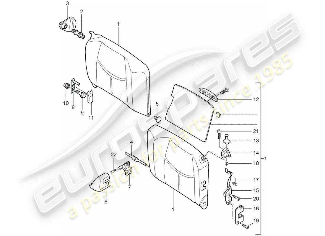 Porsche 997 (2006) EMERGENCY SEAT BACKREST Parts Diagram