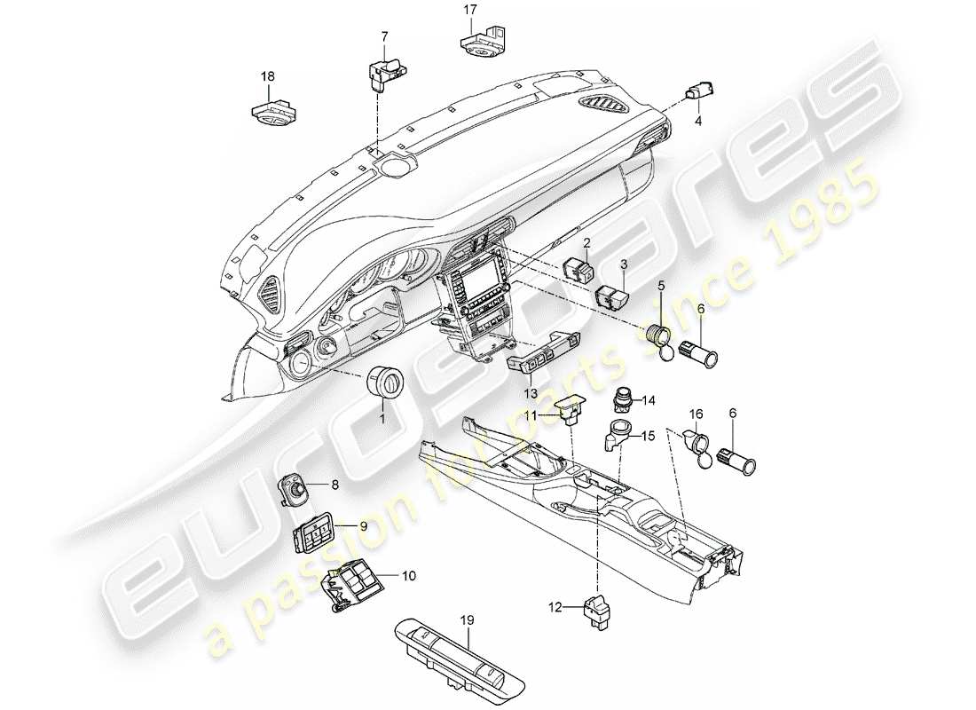 Porsche 997 (2006) SWITCH Parts Diagram