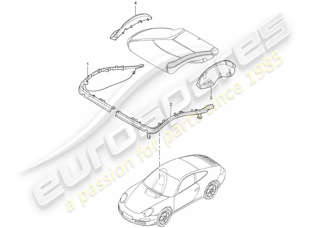 Porsche 997 (2007) CUSHION CARRIER Part Diagram