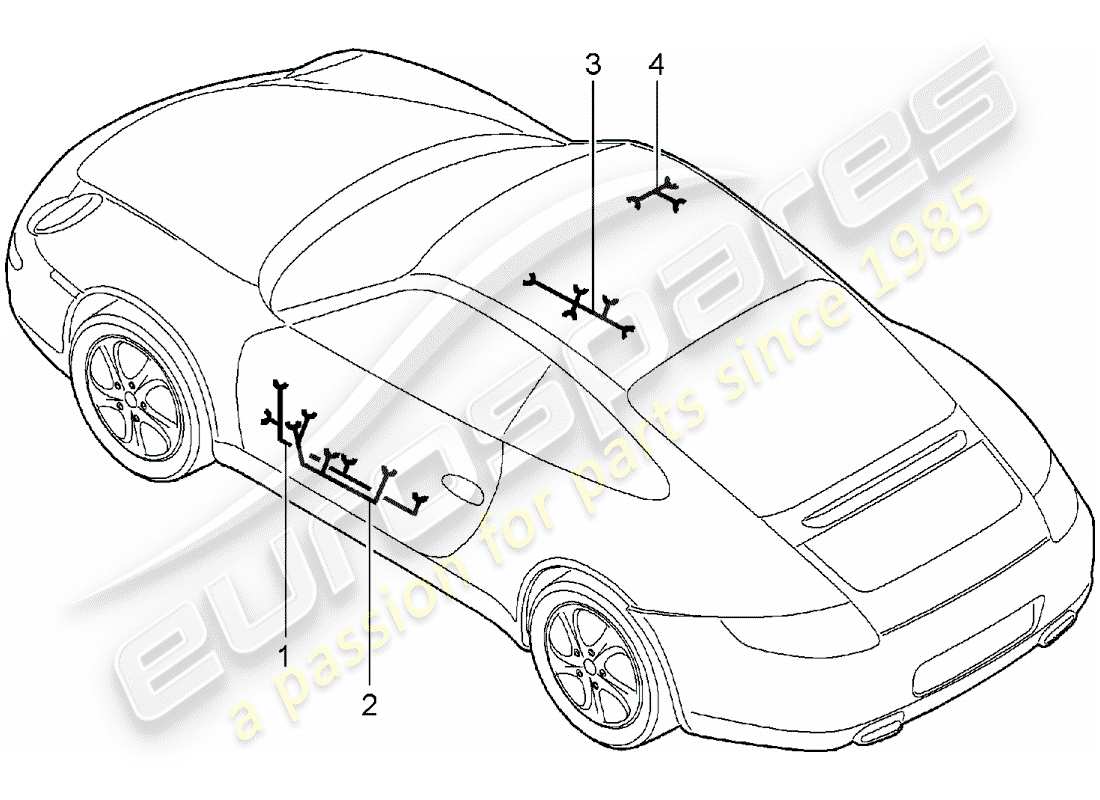 Porsche 997 (2007) wiring harnesses Part Diagram