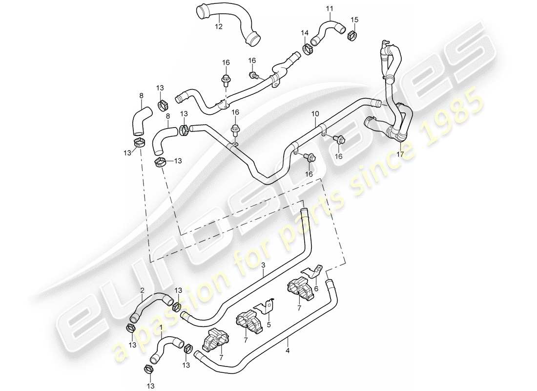 Porsche 997 (2008) lines Part Diagram