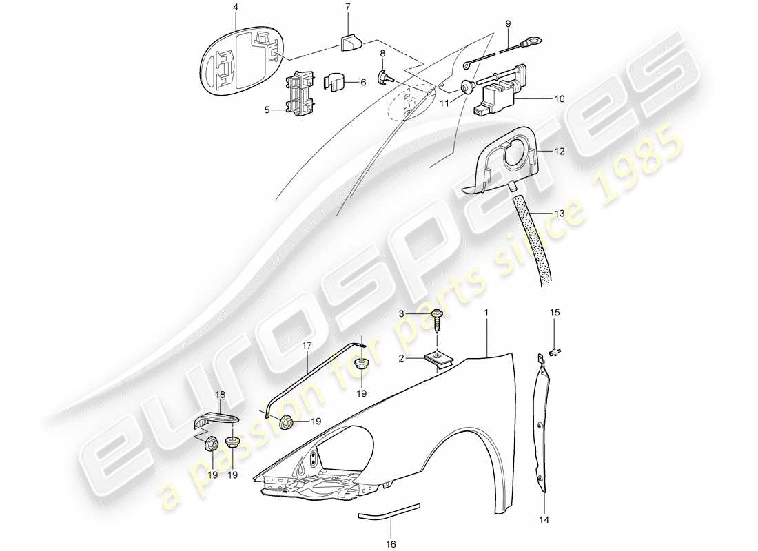 Porsche 997 (2008) FENDER Parts Diagram